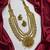 South Indian Temple Jewelry Long Haram Set, Lakshmi Pendant, Jhumka Earrings, Antique Gold Finish