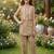 Brown and white printed cotton festive wear kurta set
