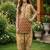Brown and white printed cotton festive wear kurta set