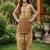 Brown and white printed cotton festive wear kurta set