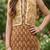 Brown and white printed cotton festive wear kurta set