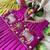 Soft dola silk with tissue strips with embroidery lace kids lehenga choli