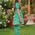 White and green printed cotton festive wear kurta set