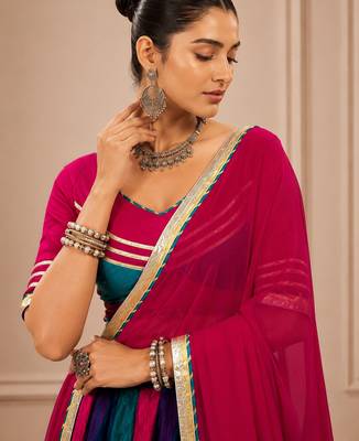 Multicolor Navratri Chinon Lehenga Set with Gotta Patti Work 2