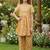 Brown and white printed cotton festive wear kurta set