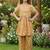 Brown and white printed cotton festive wear kurta set