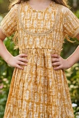 Brown and white printed cotton festive wear kurta set 5