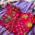 Kids lavender soft viscose natural crepe gown with viscose natural crepe position embroidery work koti