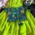 Kids parotgreen soft viscose natural crepe gown with viscose natural crepe position embroidery work koti