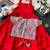 Kids red soft viscose natural crepe gown with viscose natural crepe position embroidery work koti