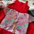 Kids red soft viscose natural crepe gown with viscose natural crepe position embroidery work koti