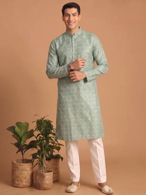 Men multicolor cotton blend digital print kurta set 1