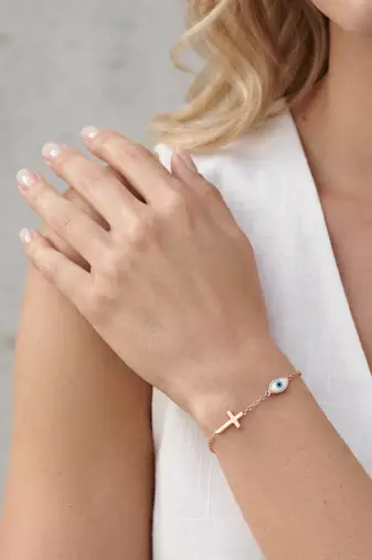 925 silver crossed gaze bracelet for women