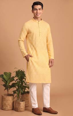Men multicolor cotton blend digital print kurta set 1