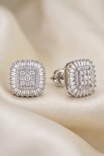 925 silver earrings celeste radiance halo stud earrings for women