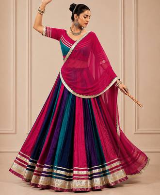 Multicolor Navratri Chinon Lehenga Set with Gotta Patti Work 3