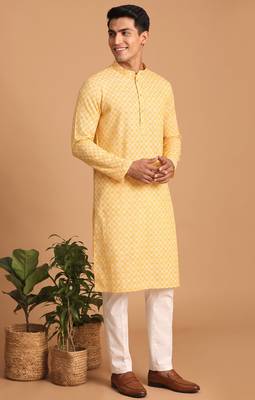 Men multicolor cotton blend digital print kurta set 3