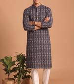 Men multicolor cotton blend digital print kurta set