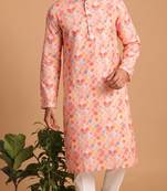 Men multicolor cotton blend digital print kurta set