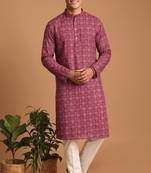 Men multicolor cotton blend digital print kurta set