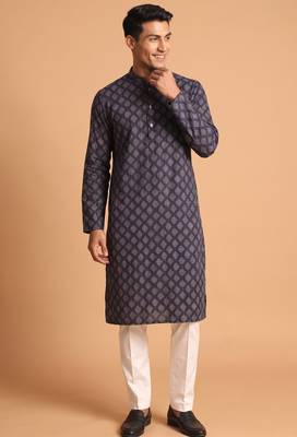 Men multicolor cotton blend digital print kurta set 1