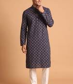 Men multicolor cotton blend digital print kurta set