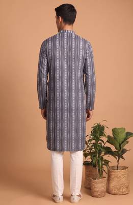 Men multicolor cotton blend digital print kurta set 5