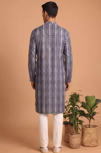 Men multicolor cotton blend digital print kurta set