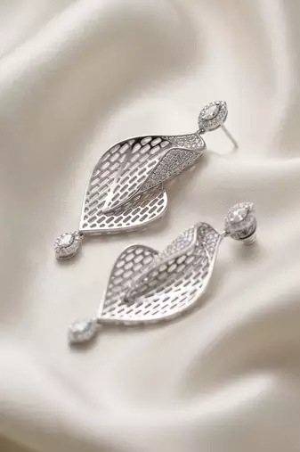925 silver earrings celeste leaf drop earrings for women