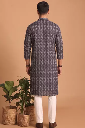 Men multicolor cotton blend digital print kurta set