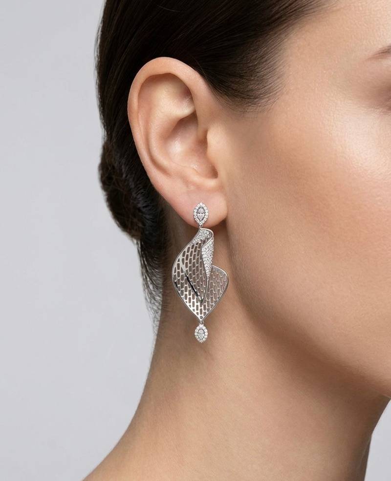 925 silver earrings celeste leaf drop earrings for women