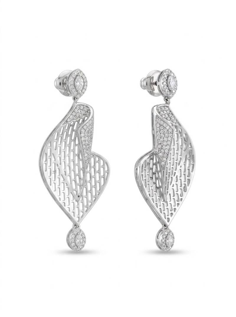 925 silver earrings celeste leaf drop earrings for women