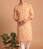 Men multicolor cotton blend digital print kurta set