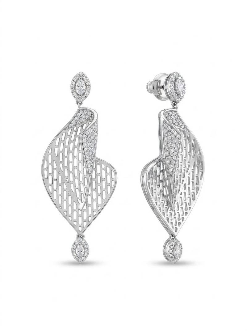 925 silver earrings celeste leaf drop earrings for women