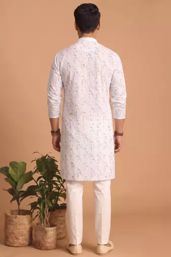 Men multivolor cotton blend digital print kurta set