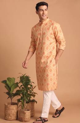 Men multicolor cotton blend digital print kurta set 3
