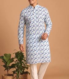 Men multicolor cotton blend digital print kurta set