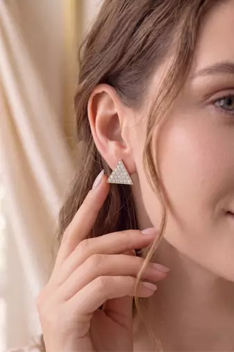 925 silver earrings trinity spark stud earrings for women