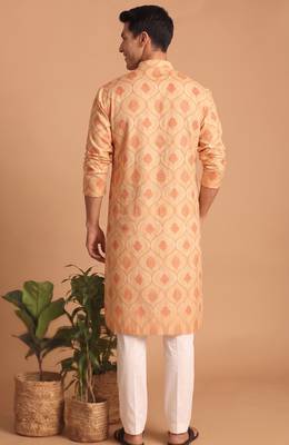 Men multicolor cotton blend digital print kurta set 5