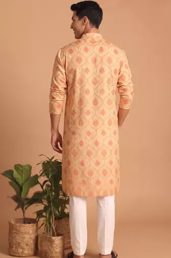 Men multicolor cotton blend digital print kurta set