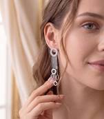 925 silver earrings halo cascade drop earrings for women