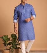 Men multicolor cotton blend digital print kurta set
