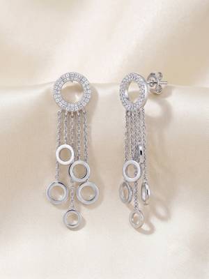925 silver earrings halo cascade drop earrings for women 2