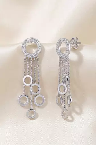 925 silver earrings halo cascade drop earrings for women