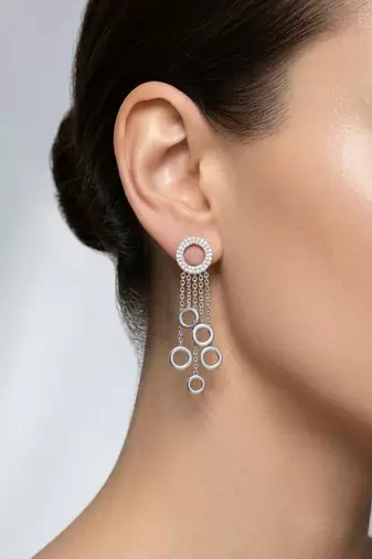 925 silver earrings halo cascade drop earrings for women