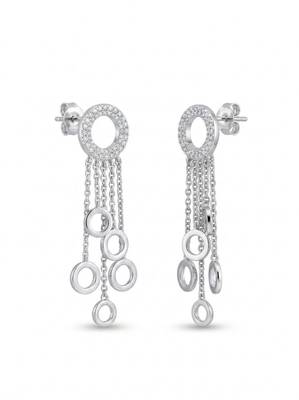 925 silver earrings halo cascade drop earrings for women 4