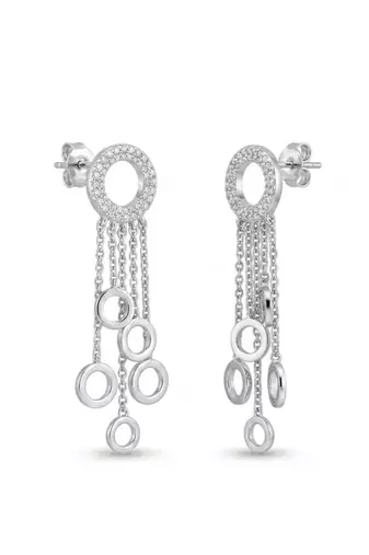 925 silver earrings halo cascade drop earrings for women
