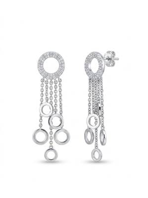 925 silver earrings halo cascade drop earrings for women 5