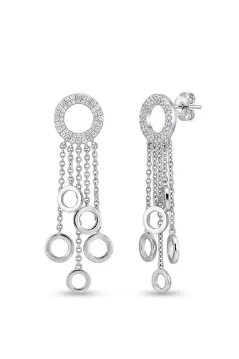 925 silver earrings halo cascade drop earrings for women