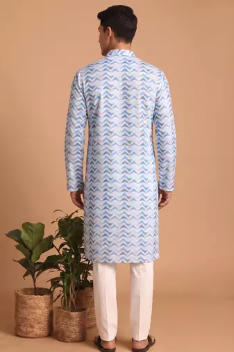 Men multicolor cotton blend digital print kurta set
